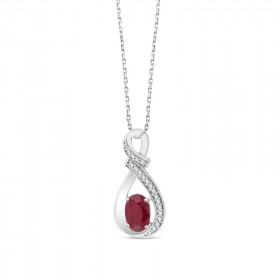 Chaine or 9 carats, rubis et diamant 0,050 carat Kalista