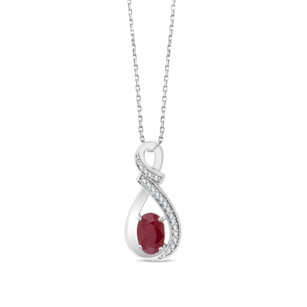 Chaine or 9 carats, rubis et diamant 0,050 carat Kalista