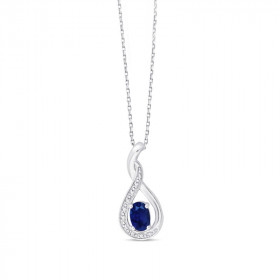Chaine or 9 carats, saphir et diamants 0,020 carat Kalista