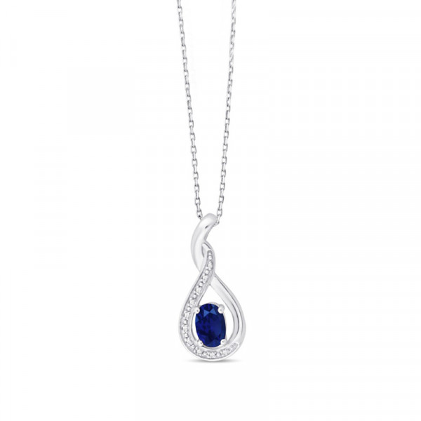 Chaine or 9 carats, saphir et diamants 0,020 carat Kalista