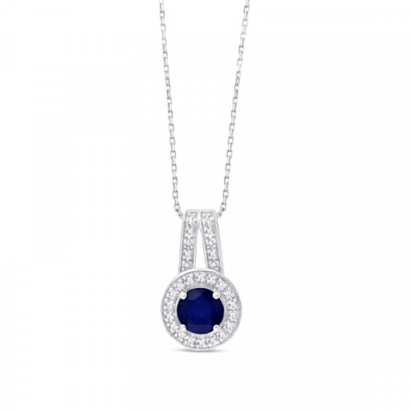 Chaine or 9 carats, saphir et diamants 0,050 carat Kalista