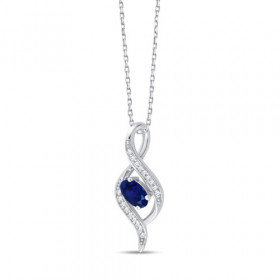 Chaine or 9 carats, saphir et diamants 0,050 carat Kalista