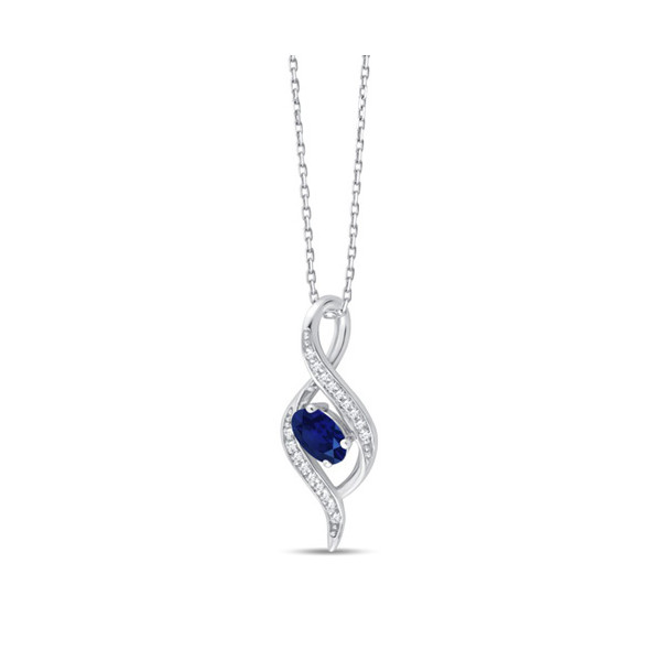 Chaine or 9 carats, saphir et diamants 0,050 carat Kalista
