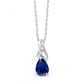 Chaine or 9 carats, saphir et diamants 0,010 carat Kalista