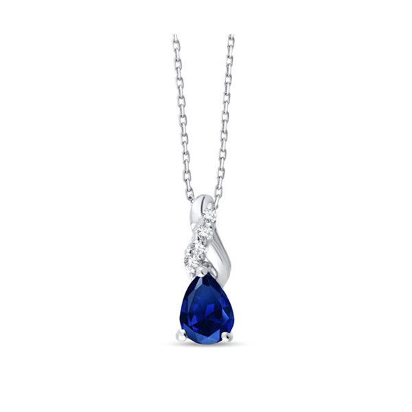 Chaine or 9 carats, saphir et diamants 0,010 carat Kalista