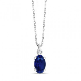Chaine or 9 carats, saphir et diamant 0,006 carat Kalista