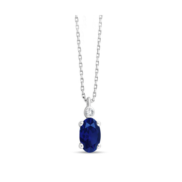 Chaine or 9 carats, saphir et diamant 0,006 carat Kalista