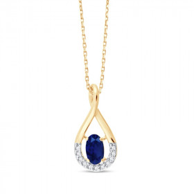 Chaine or 9 carats, saphir et diamants 0,030 carat Kalista
