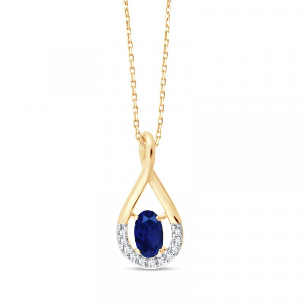 Chaine or 9 carats, saphir et diamants 0,030 carat Kalista