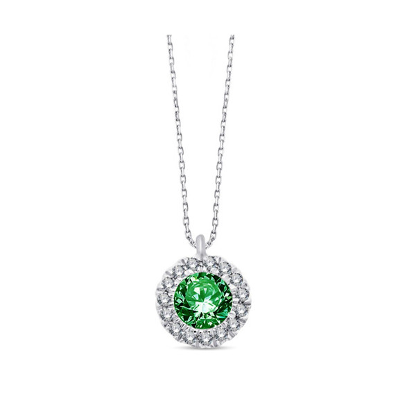 Chaine or 9 carats, émeraude et diamant 0,040 carat Kalista