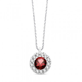 Chaine or 9 carats, rubis et diamant 0,030 carat Kalista