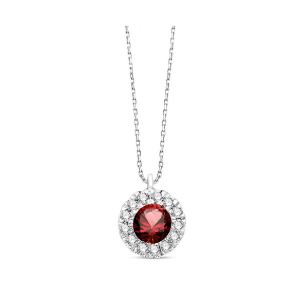 Chaine or 9 carats, rubis et diamant 0,030 carat Kalista