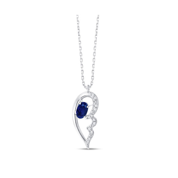 Chaine or 9 carats, saphir et diamants 0,030 carat Kalista