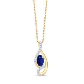 Chaine or 9 carats, saphir et diamants 0,050 carat Kalista