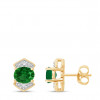 Boucles d'oreilles or 9 carats, émeraudes et diamant 0,010 carat Kalista