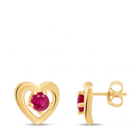 Boucles d'oreilles or 9 carats et rubis 0,19 carat Kalista