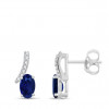 Boucles d'oreilles or 9 carats, saphir et diamant 0,040 carat
