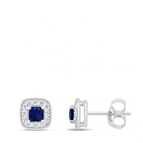 Boucles d'oreilles or 9 carats, saphir et diamant 0,060 carat Kalista