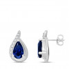 Boucles d'oreilles or 9 carats, saphir et diamant 0,040 carat