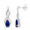 Boucles d'oreilles or 9 carats, saphir et diamant 0,050 carat