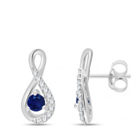 Boucles d'oreilles or 9 carats, saphir et diamant 0,050 carat