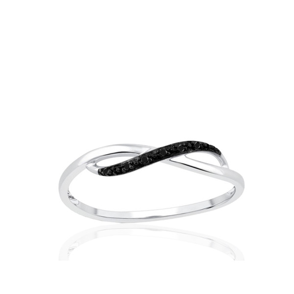 Bague or 9 carats et diamants noirs 0,010 carat Kalista