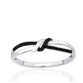 Bague or 9 carats et diamants noirs 0,030 carat Kalista