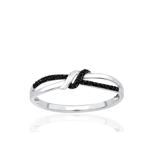 Bague or 9 carats et diamants noirs 0,030 carat Kalista