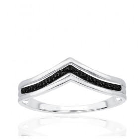 Bague or 9 carats et diamants noirs 0,030 carat Kalista