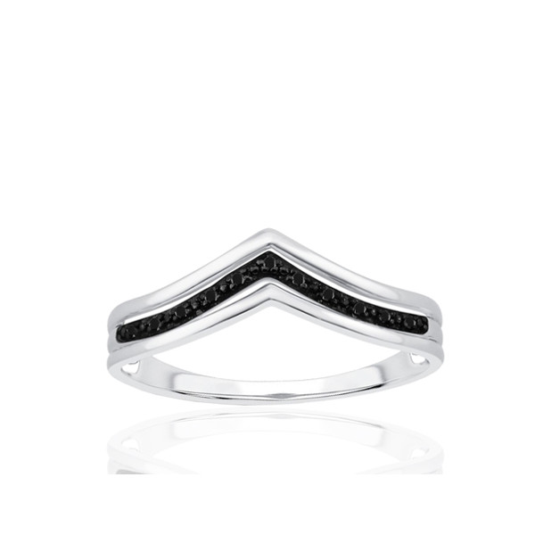 Bague or 9 carats et diamants noirs 0,030 carat Kalista