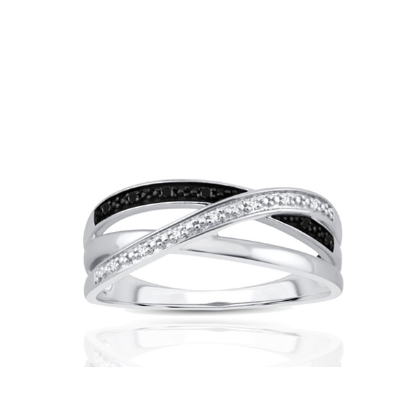 Bague or 9 carats et diamants noirs 0,040 carat Kalista