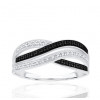Bague or 9 carats et diamants noirs et blancs 0,14 carat Kalista