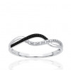 Bague or 9 carats et diamants noirs et blancs 0,030 carat
