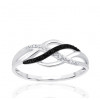 Bague or 9 carats et diamants noirs et blancs 0,030 carat Kalista