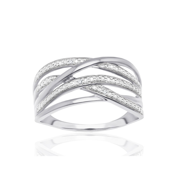 Bague or blanc 9 carats et diamants 0,010 carat Kalista