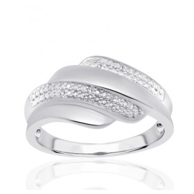 Bague or blanc 9 carats et diamants 0,010 carat Kalista
