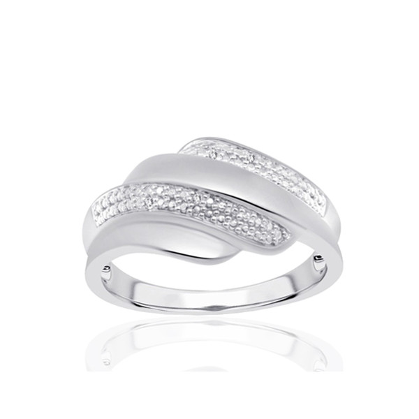 Bague or blanc 9 carats et diamants 0,010 carat Kalista