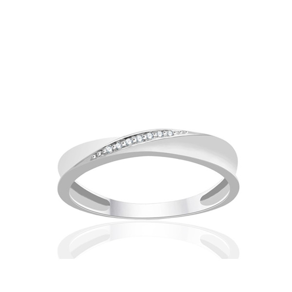 Bague or blanc 9 carats et diamants 0,020 carat Kalista