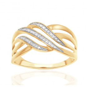 Bague or jaune 9 carats et diamant 0,010 carat Kalista
