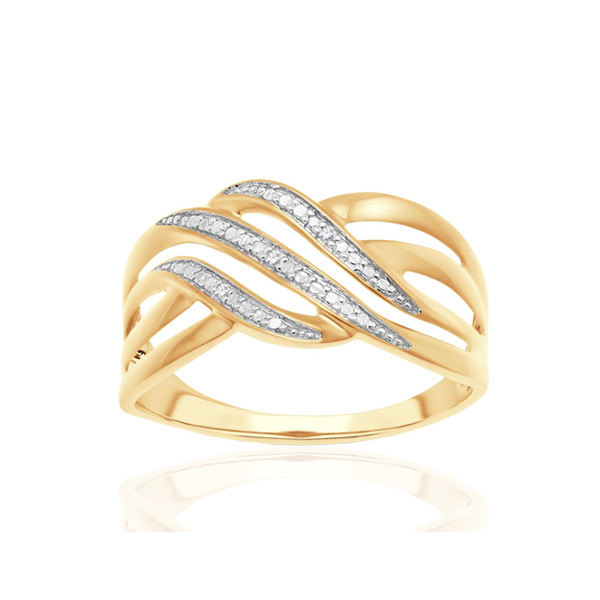 Bague or jaune 9 carats et diamant 0,010 carat Kalista