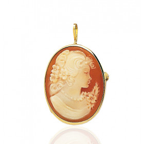 Pendentif broche camée en or jaune 18 carats