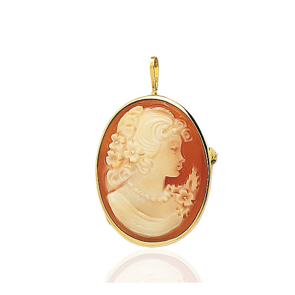 Pendentif broche camée en or jaune 18 carats