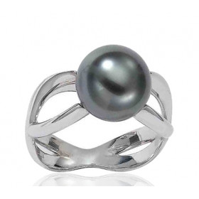 Bague or 18 carats et perle de Tahiti 10/11 mm