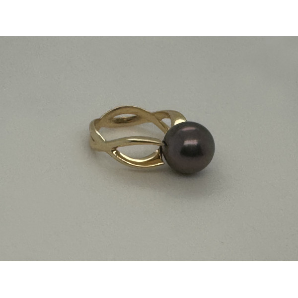 Bague or 18 carats et perle de Tahiti