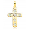 Pendentif croix en or 18 carats, nacre et zirconium