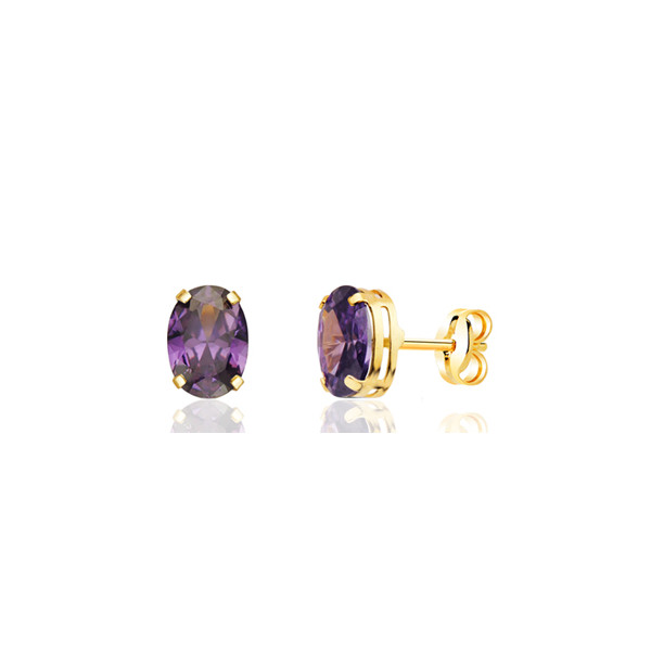Boucles d'oreilles améthyste 7 x 5 mm et or jaune 18 carats