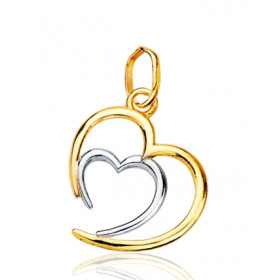 Pendentif deux ors 18 carats "double cœurs"