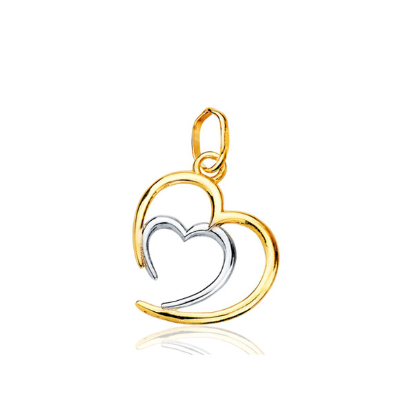 Pendentif deux ors 18 carats "double cœurs"