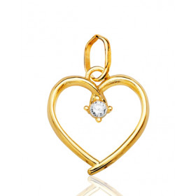 Pendentif or 18 carats et zirconium "cœur"