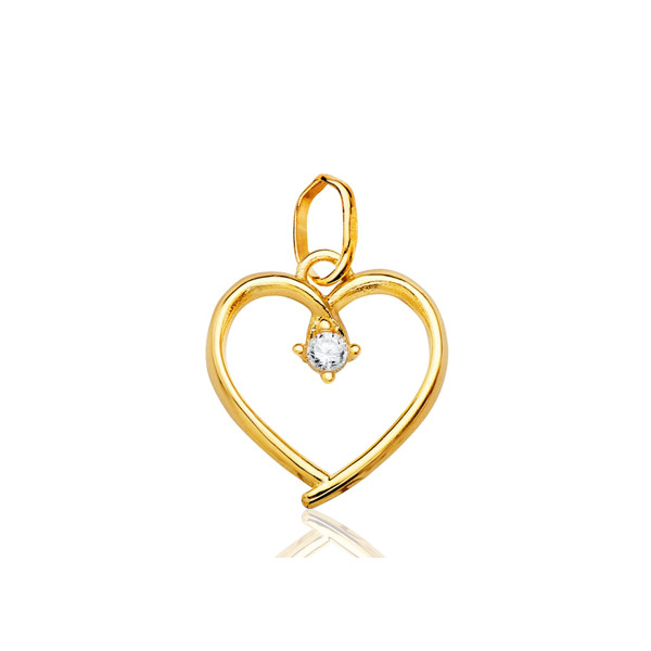 Pendentif or 18 carats et zirconium "cœur"